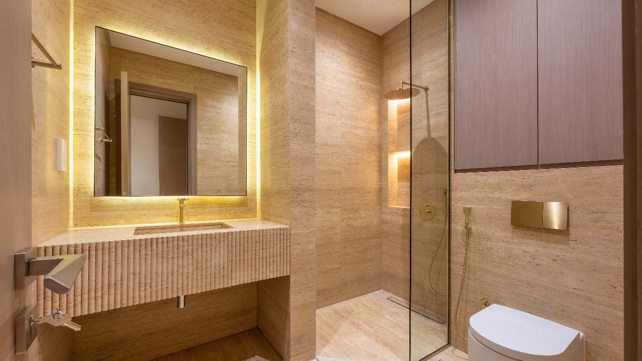 Tuscany Beige Travertine beige bathroom